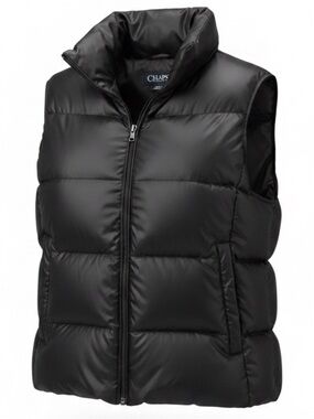 Chaps Black Quilted Vest with CHAPS Label